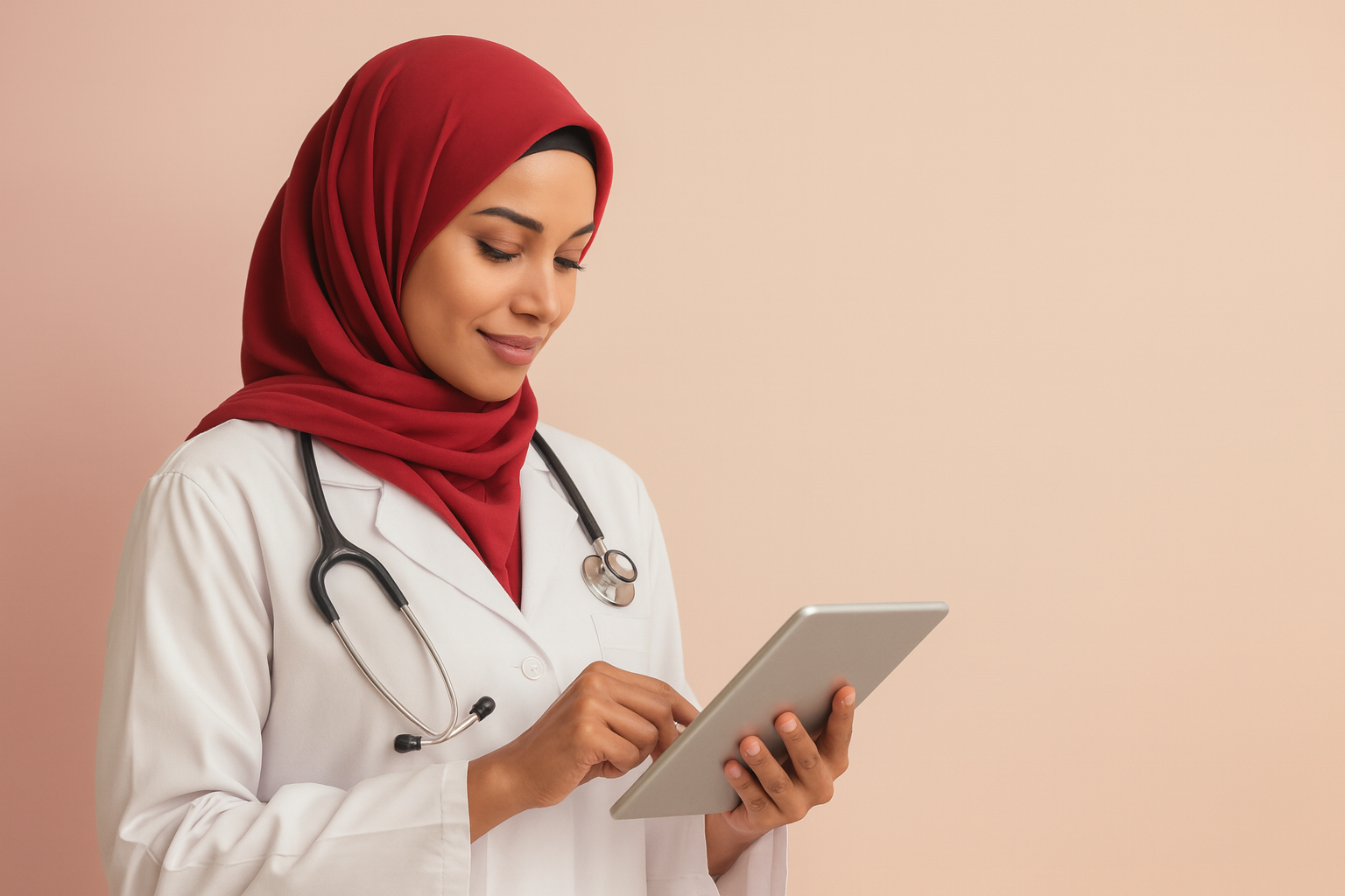 doctor with a laptop using ai assistant